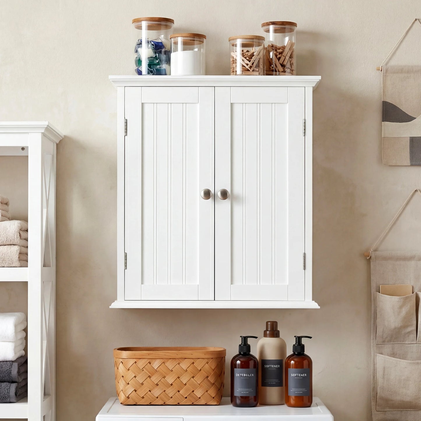 JHK Wall Mounted Medicine Cabinet With 2 Doors Living Room