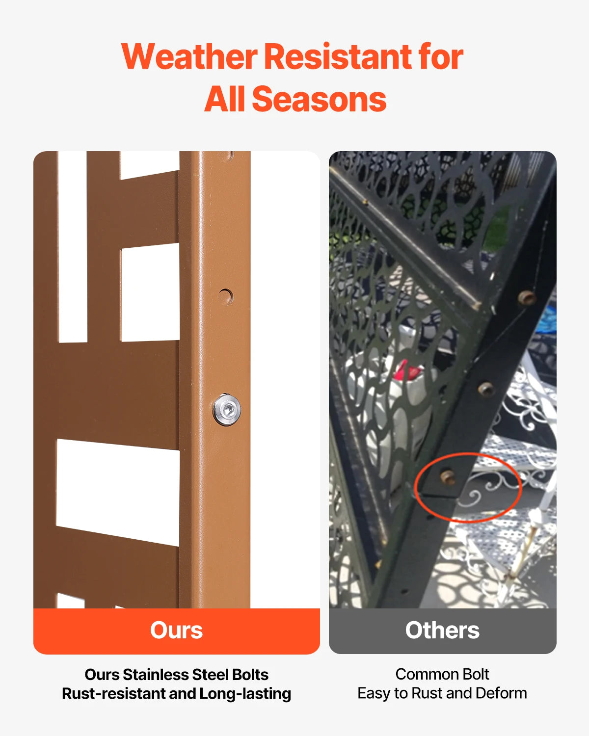 VevoR 3 Panel Metal Privacy Screen Decorative Outdoor Divider
