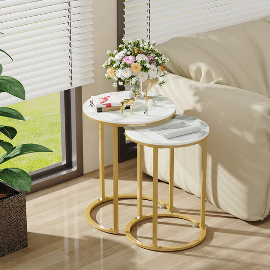 Wisfor Sintered Stone Nesting Tables With Metal Base Set 2