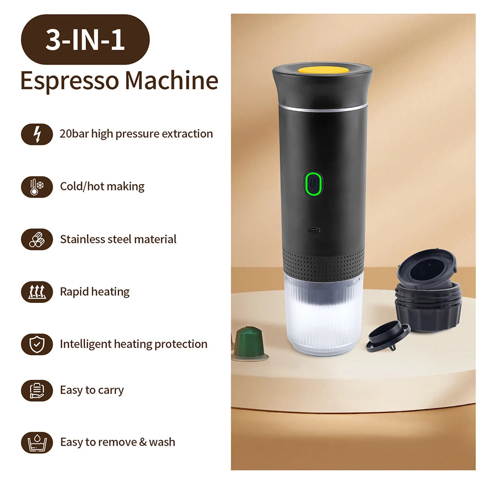 Obecilc Portable Wireless Espresso Coffee Maker 3 in 1