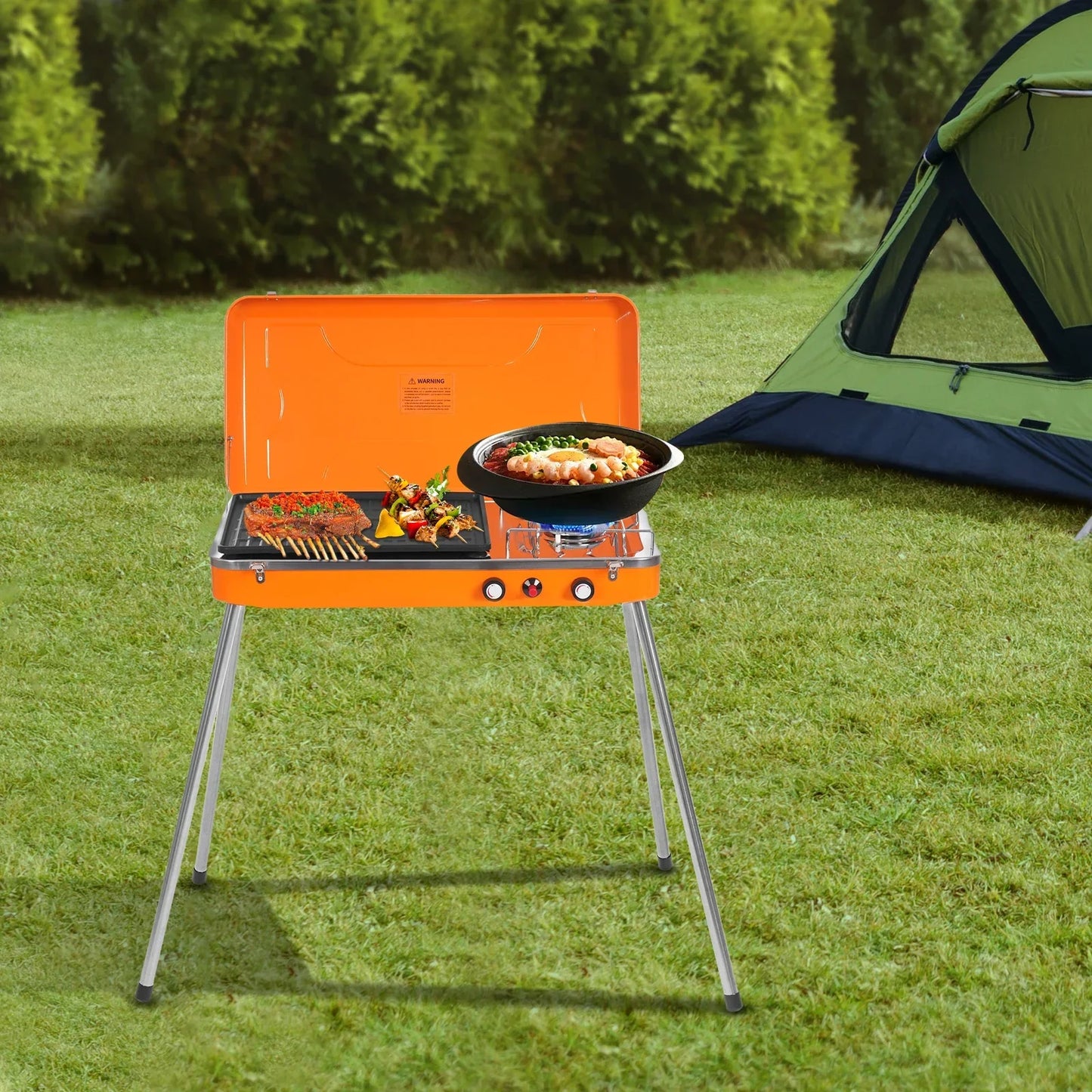 Portable Gas Camping Stove Dual Burner 5860 BTU Tabletop Grill