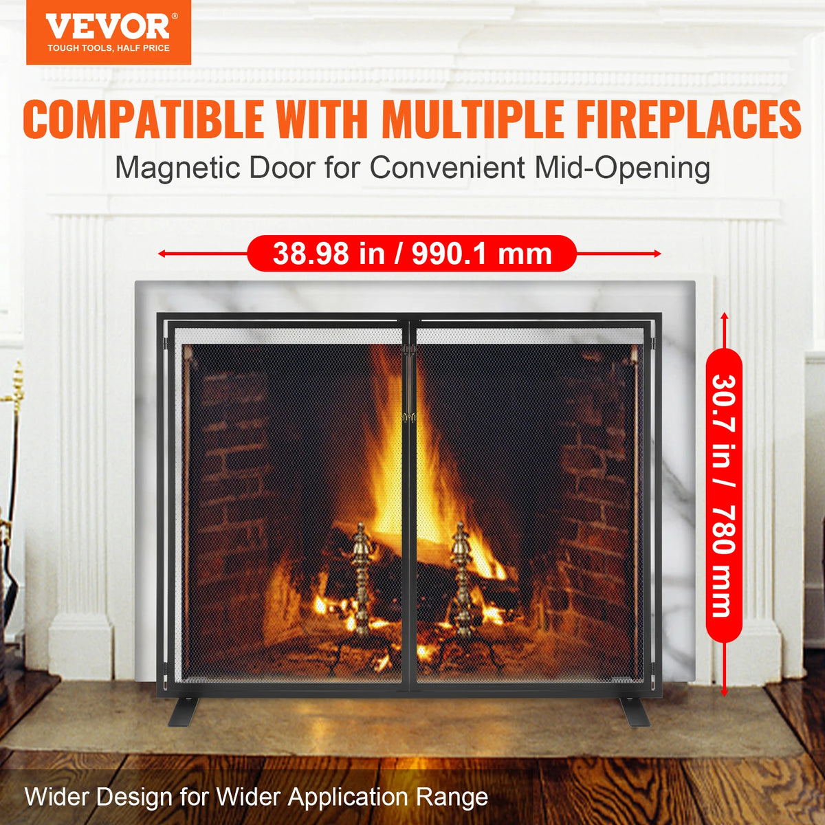 Iron Fireplace Screen With Door And Spark Guard Cover