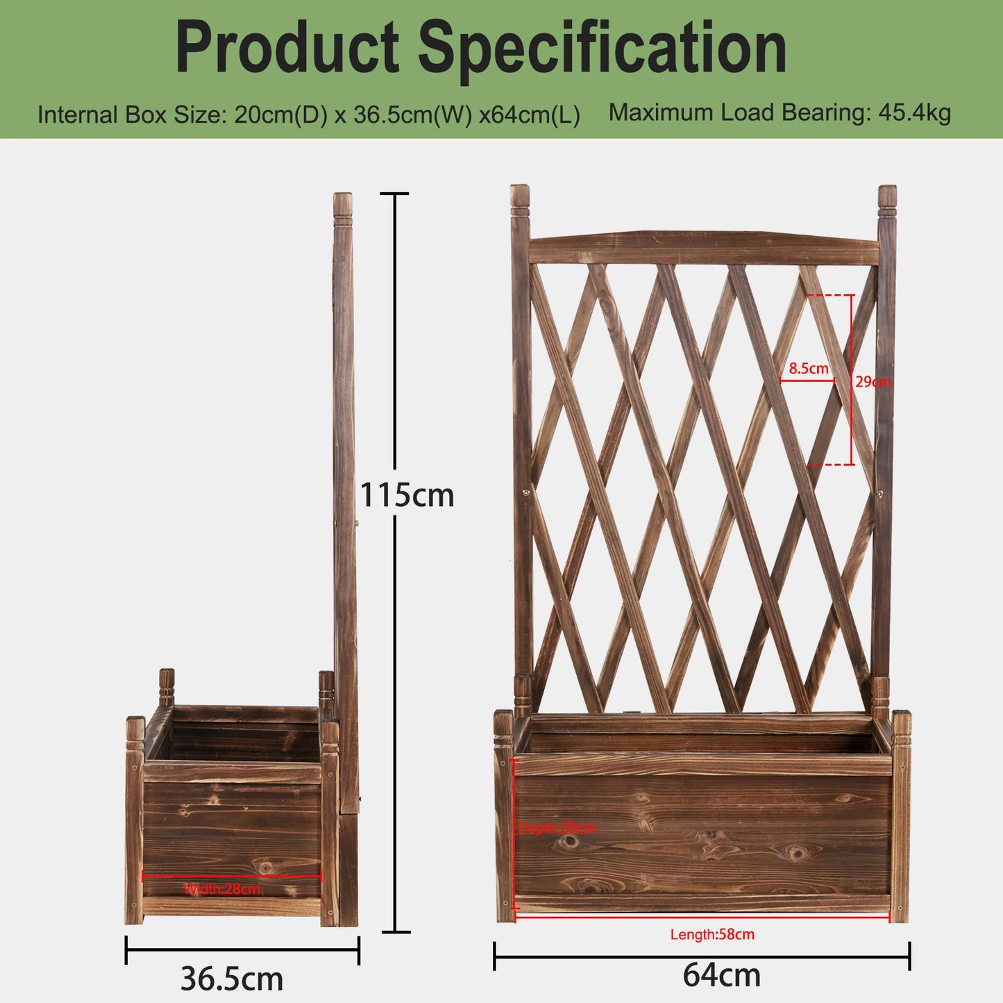 Wooden Raised Garden Bed With Trellis For Vegetable Plants