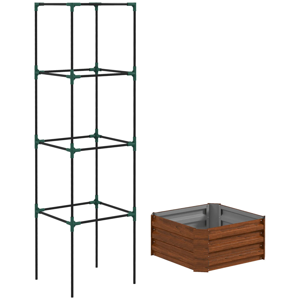 Outsunny Raised Garden Bed With Tomato Trellis And Open Bottom