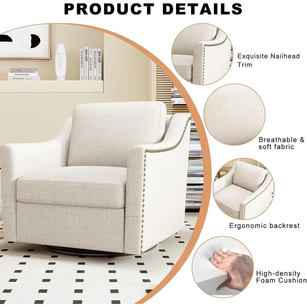UKMJ Swivel Armchairs Set of 2 With Nailhead Trim Elegance