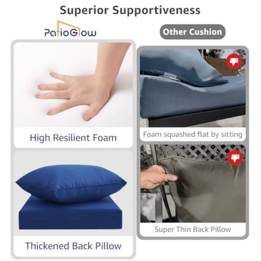 Outdoor Patio Seat Cushions Waterproof Fade Resistant With Removable Cover