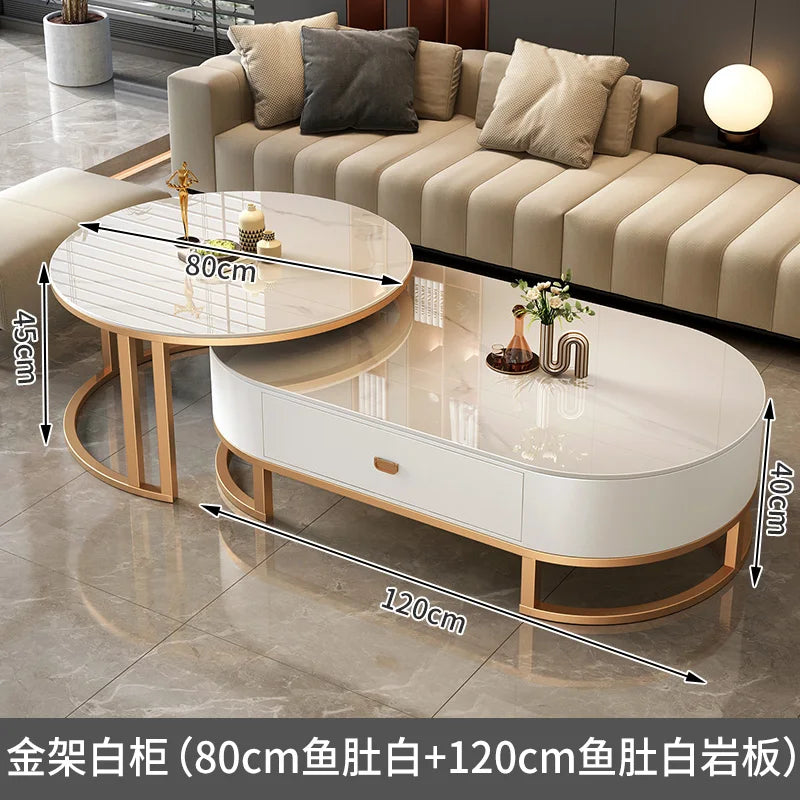 QWC Modern Nordic Wood Coffee Table With Built In Storage