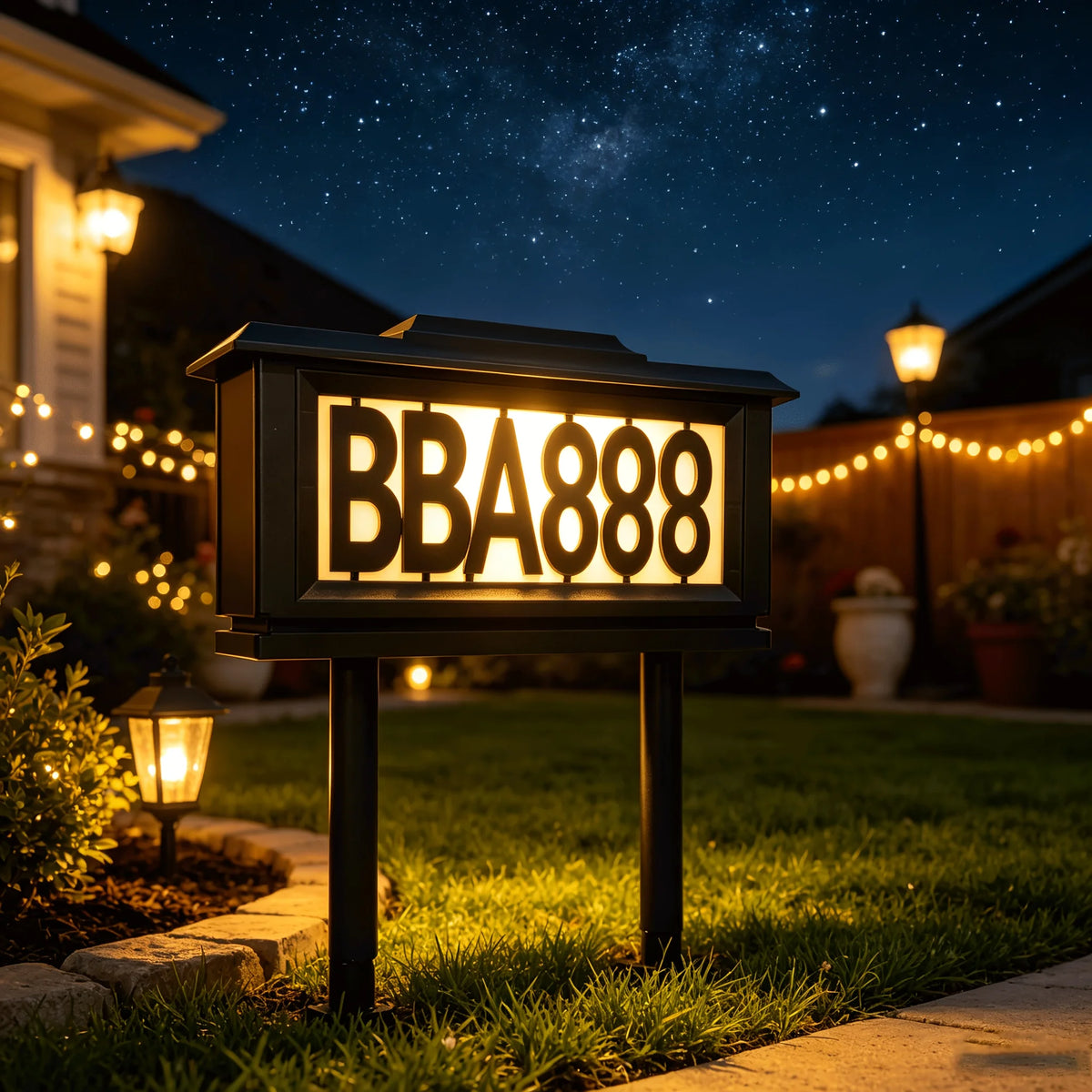 Solar Outdoor House Number Sign Light With LED Address Display