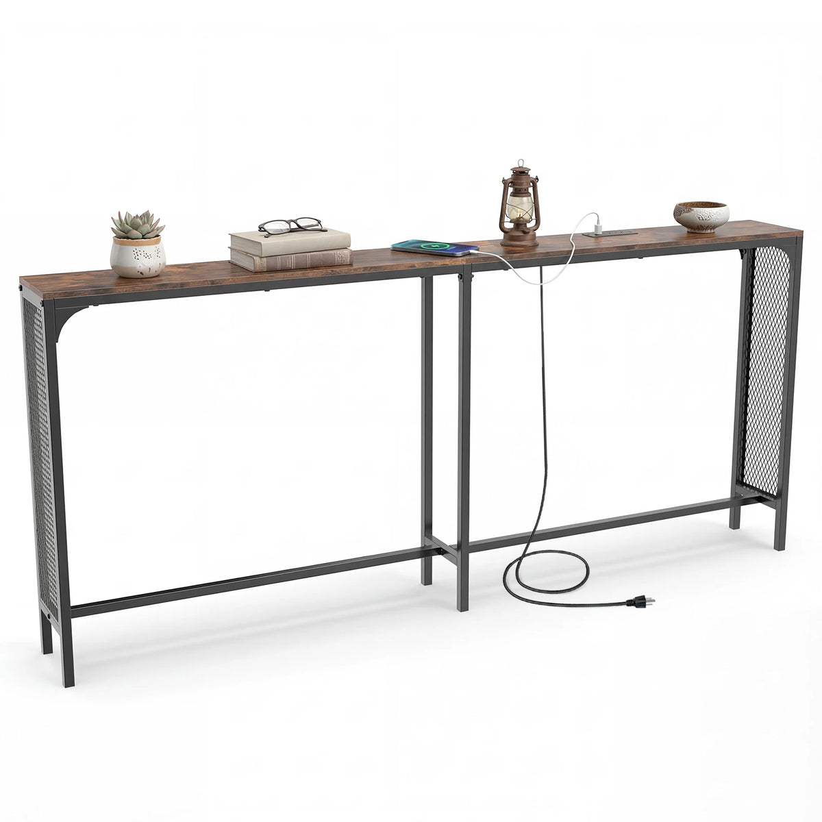 HOMASIS Console Table With Reversible Power Outlet for Hallway Foyer Living Room