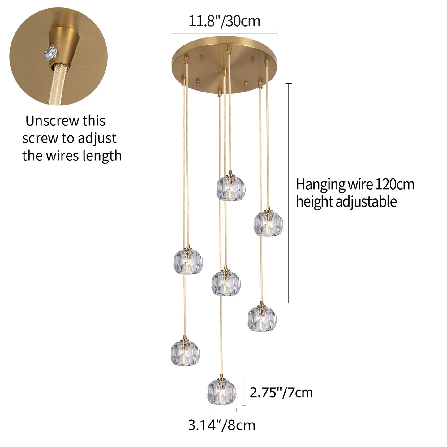GreeLustr Modern Led Crystal Cluster Chandelier Pendant Light