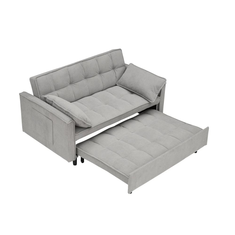 Corduroy Modular Sectional Sleeper Sofa With Pull Out Bed