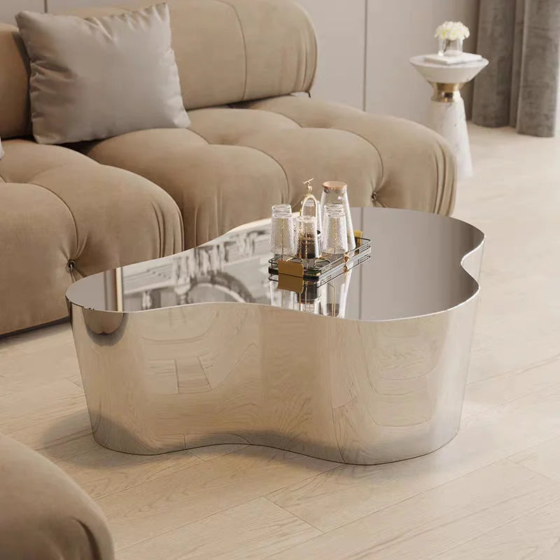 MDNG Modern Stainless Steel Coffee Table for Living Room Sealed Storage