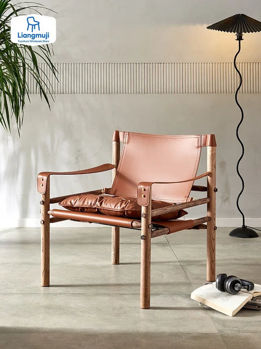 ADDE MID CENTURY SAFARI CHAIR, Art Solid Wood Lounge Chair, Single Designer Vintage Sofa Chair. Home Furniture lounge chair