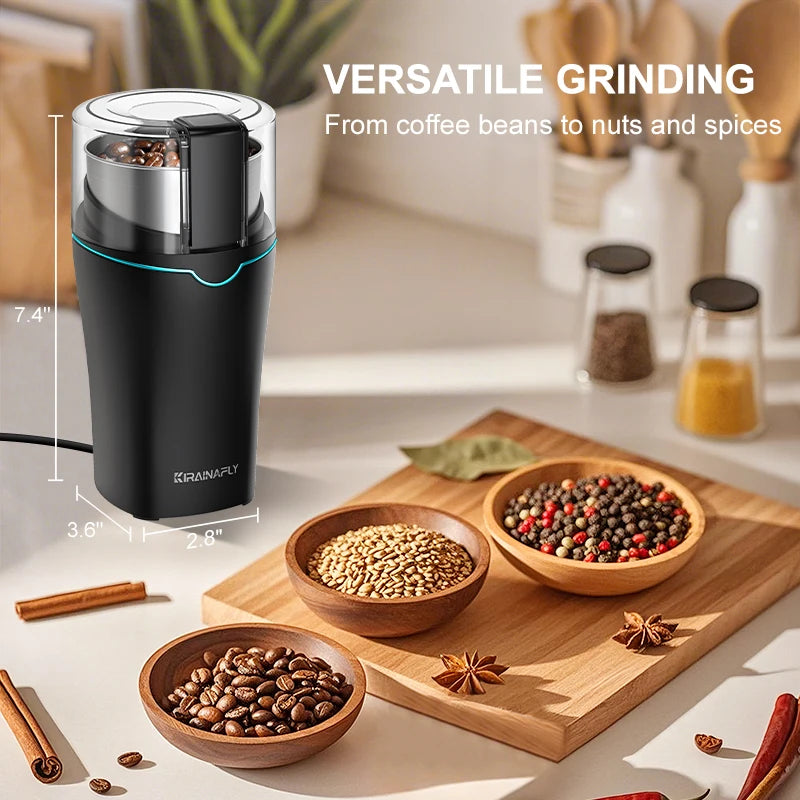 KIRAINAFLY Professional Coffee Grinder With Removable Stainless Steel Cup 300W
