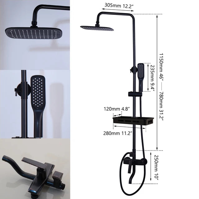 Kemaidi Rainfall Shower Faucet Single Lever Bathtub Mixer With Shelf