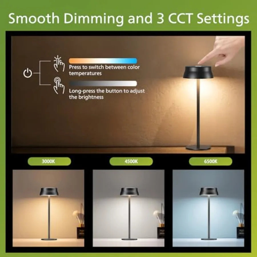 Solar Rechargeable Cordless LED Table Lamp With Touch Control