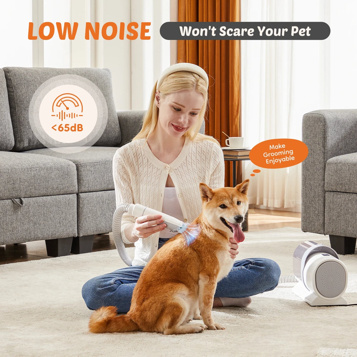 JHK Pet Grooming Vacuum Kit With 3 Suction Modes Cordless