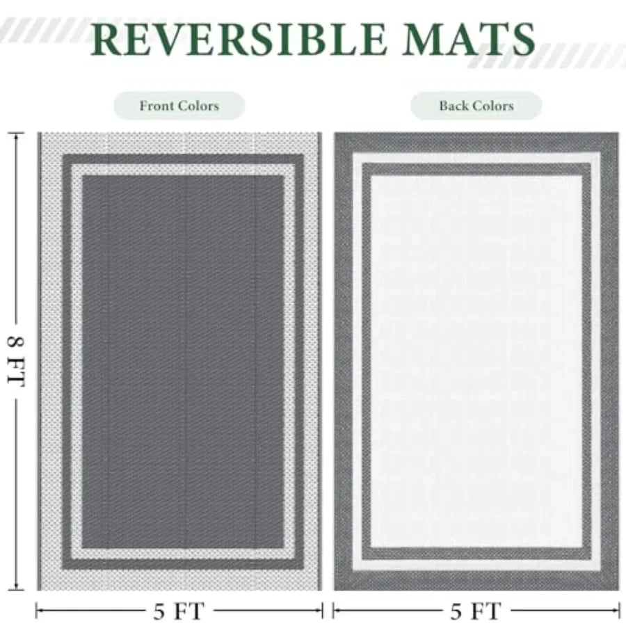 Outdoor Rug Reversible Portable Plastic Straw Camping Rugs for Outside RV, Large Waterproof Outdoor Area Rugs for Patio, Deck,