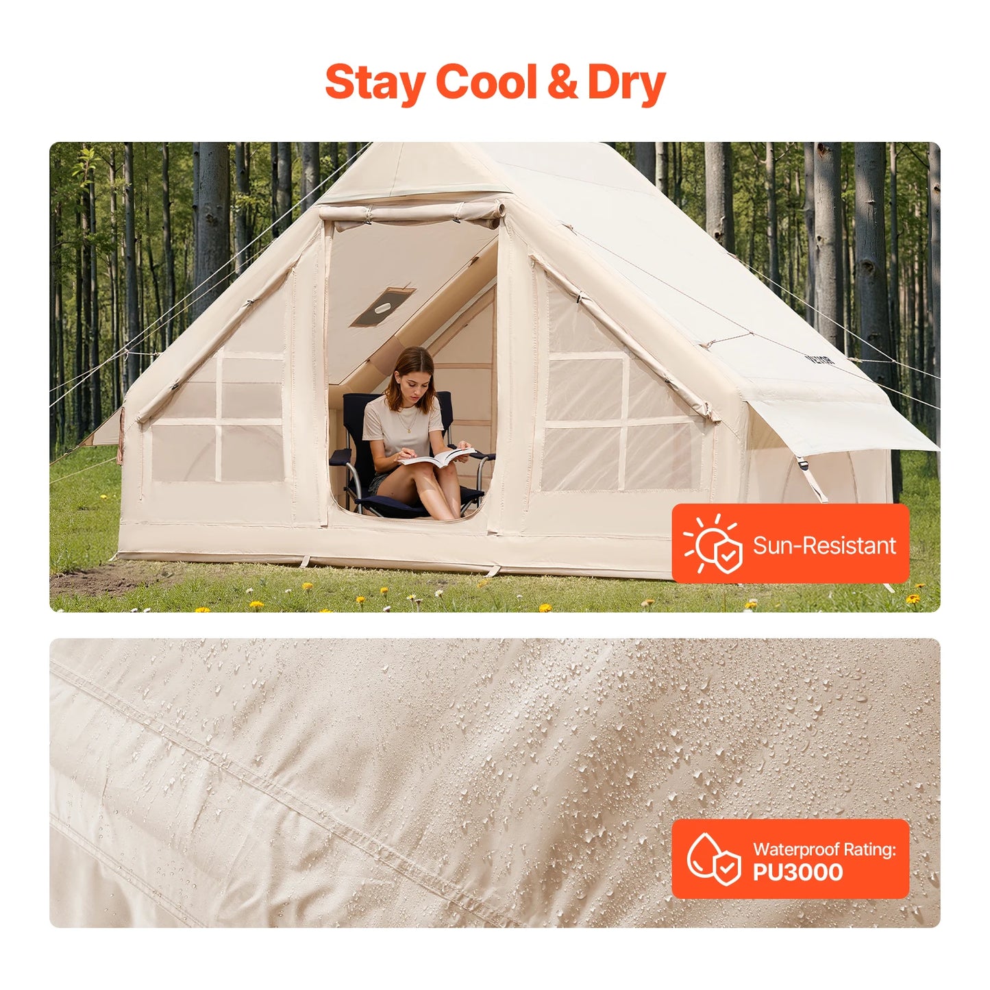 SucceBuy Inflatable Camping Tent With Hand Pump Stove Jack