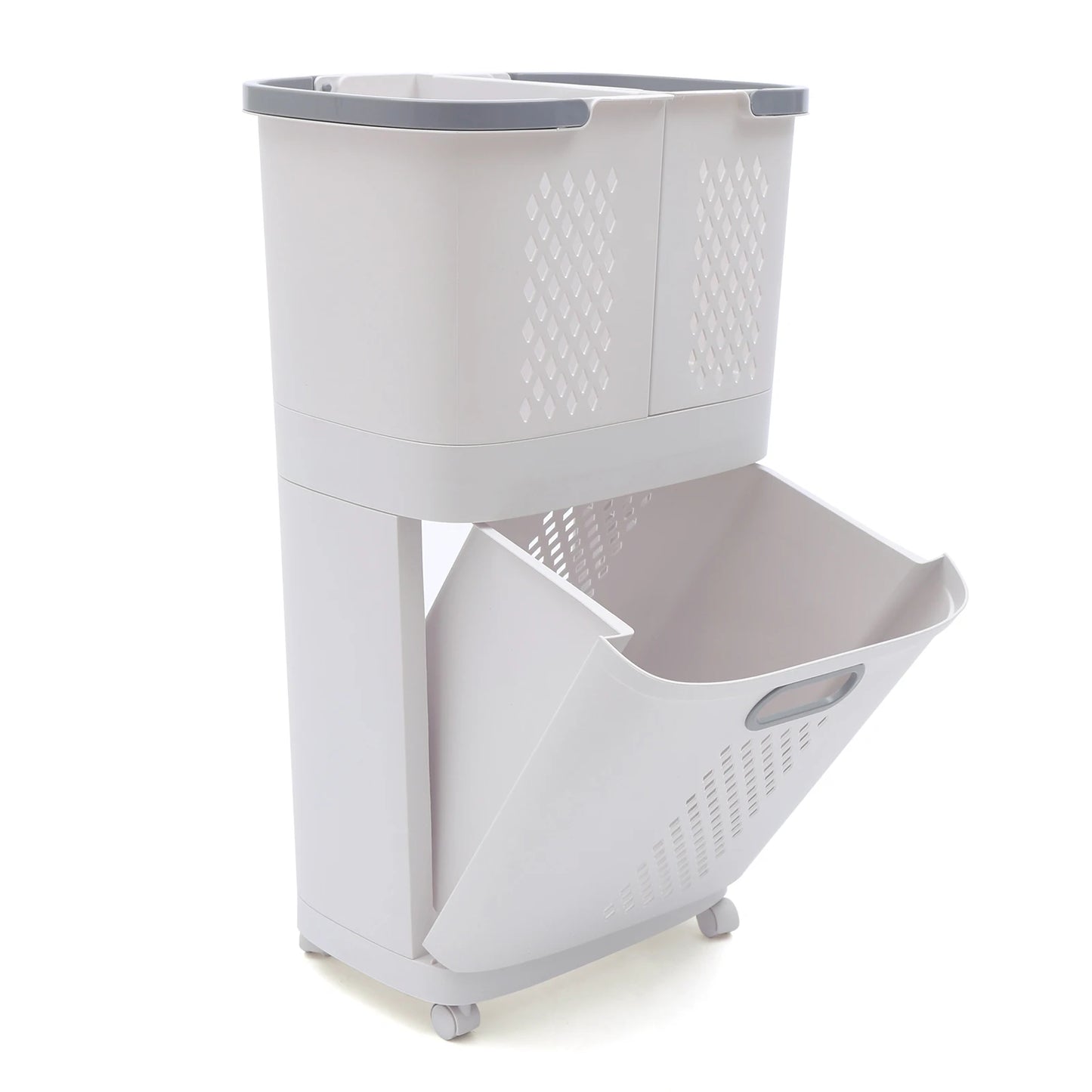 Bymaocar 2 Tier Bathroom Laundry Sorter With Wheels Removable Basket