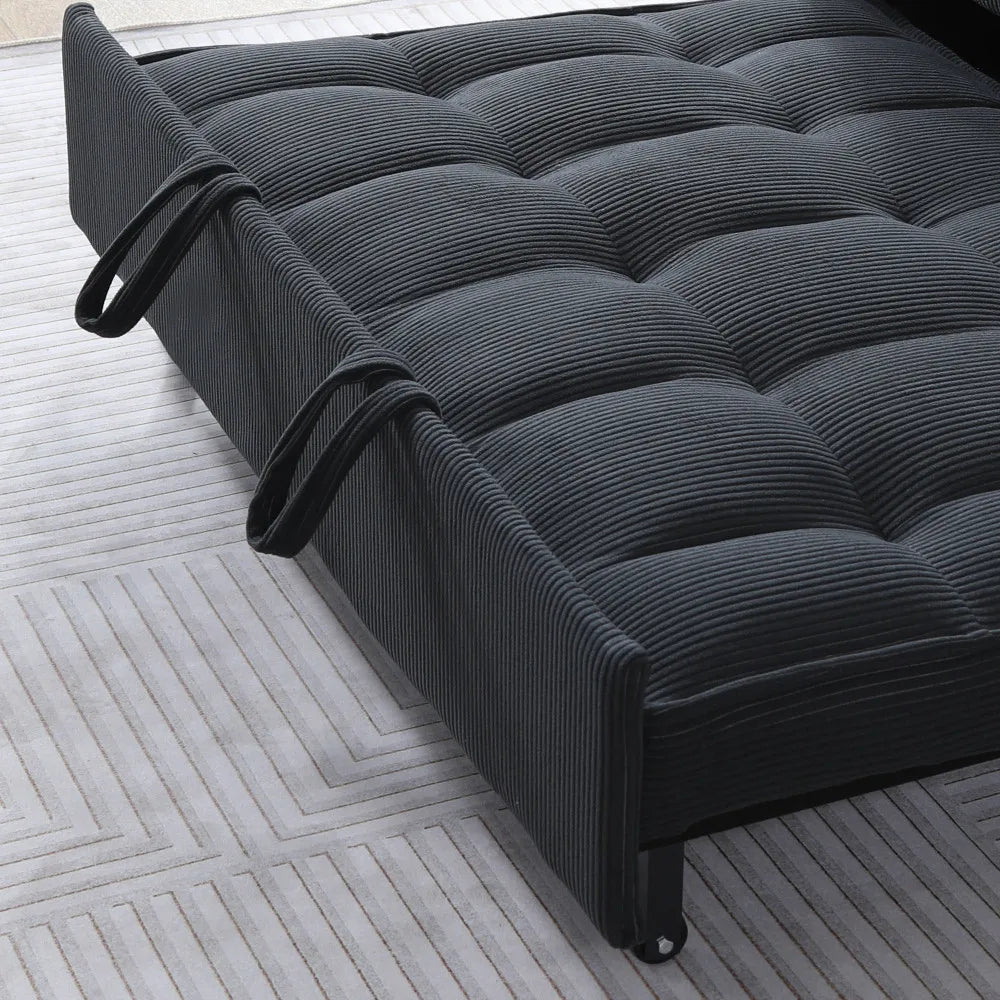 Corduroy Modular Sectional Sleeper Sofa With Pull Out Bed
