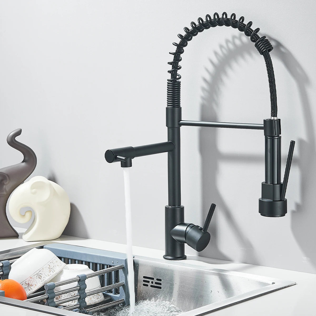Fmhjfisd Pull Down Kitchen Faucet Dual Spout 360 Degree Rotation