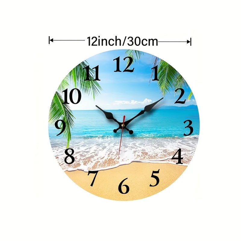 One Pack, Clock for Living Room Decoration, Wooden Round Craft Decorative Wall Clock, Bedroom Silent Clock Hanging Modern Table