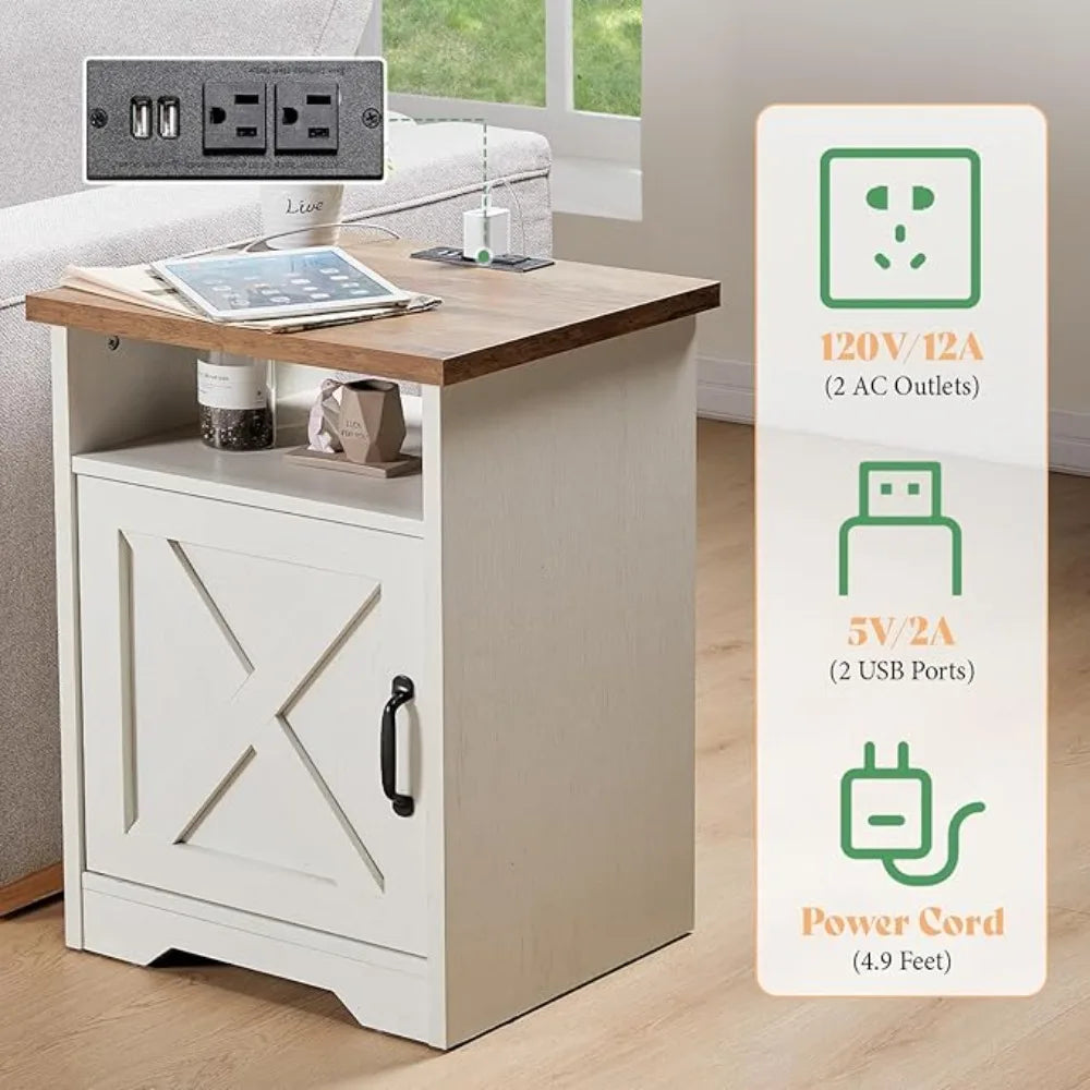 Farmhouse 5 Piece Table Set With TV Stand USB Endtables
