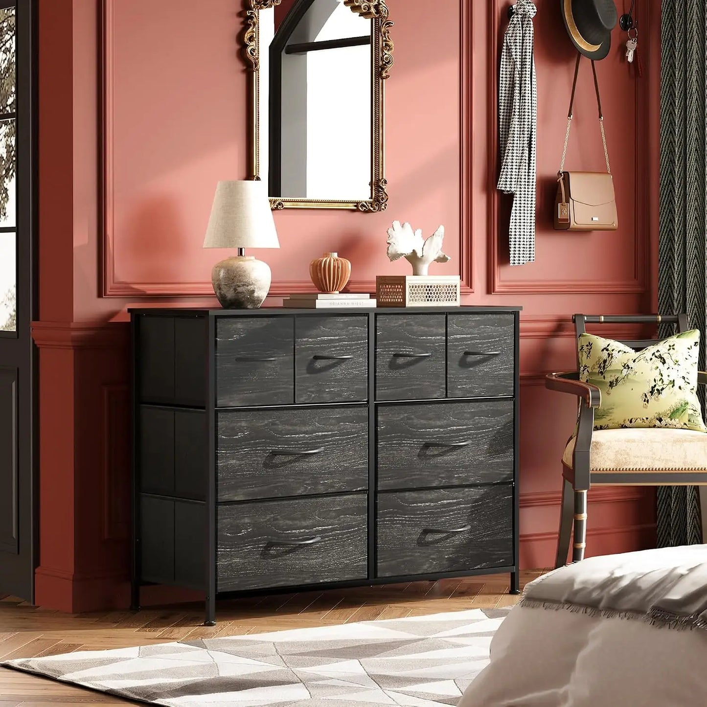 WLIVE Fabric Dresser With 8 Drawers For Bedroom Storage