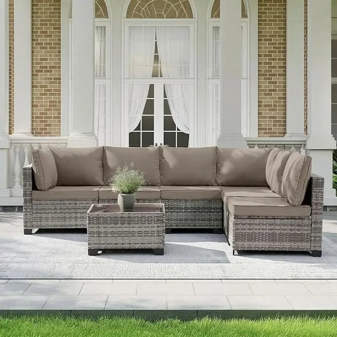 All Weather Outdoor Patio Furniture Set Sectional Sofa PE Rattan Wicker