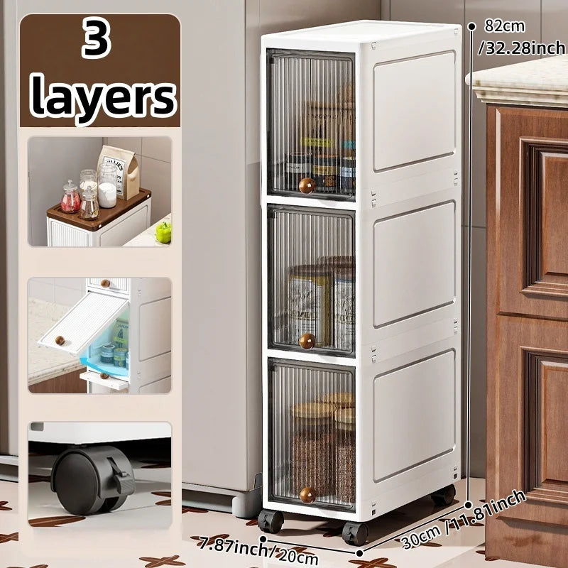 Rotating Flip Lid Narrow Storage Cabinet For Kitchen Bathroom