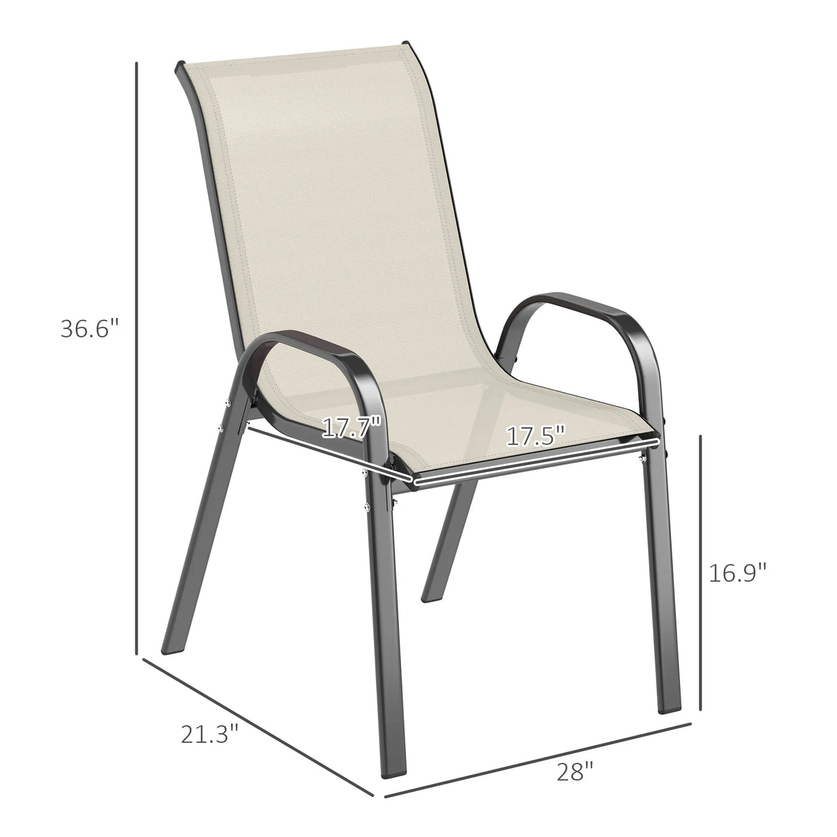 Outsunny Stackable Patio Dining Chairs Set For Outdoor Garden Meals
