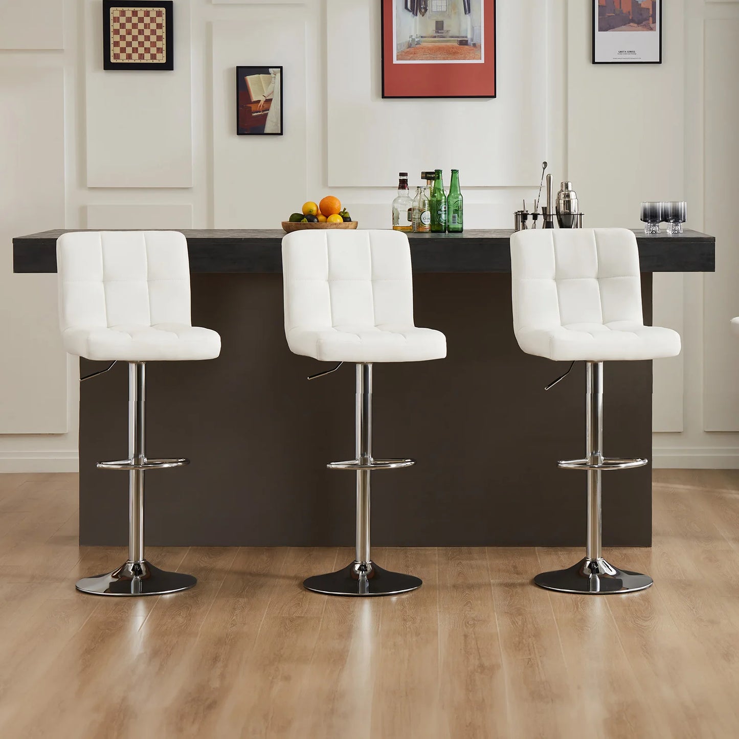 JHK Ergonomic Armless PU Leather Adjustable Swivel Office Chair