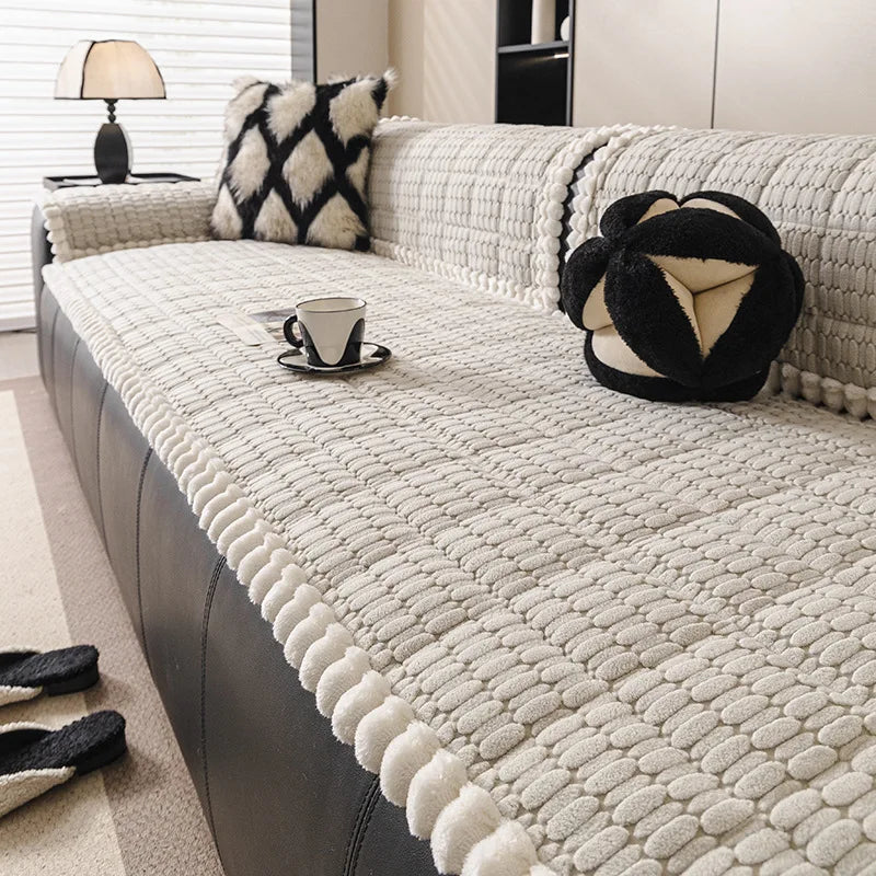 Thick Plush Sofa Seat Cover Non Slip Warm Couch Protector
