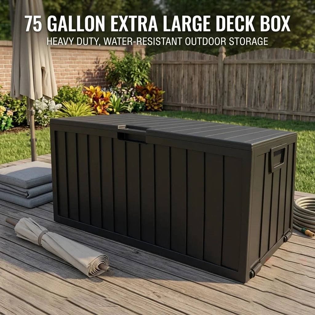 SARENZOON Outdoor Deck Storage Box With Lockable Lid