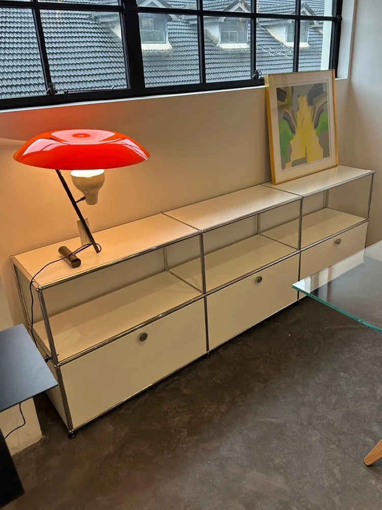 BigCityFur Modern Metal TV Stand With Corner Storage Cabinet