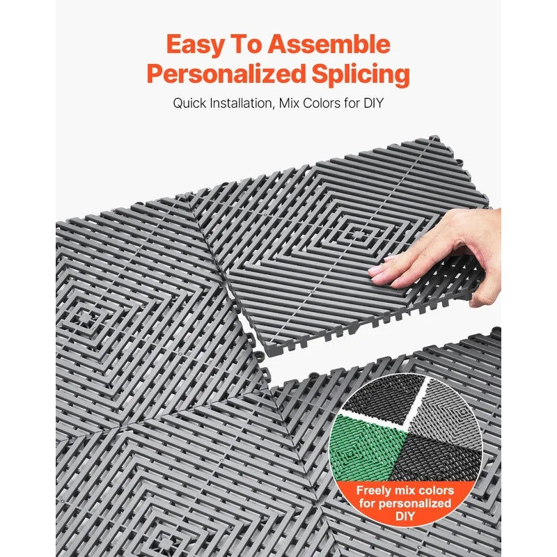 Interlocking Drainage Mat 50 Piece Non Slip PP Floor Tiles For Garage