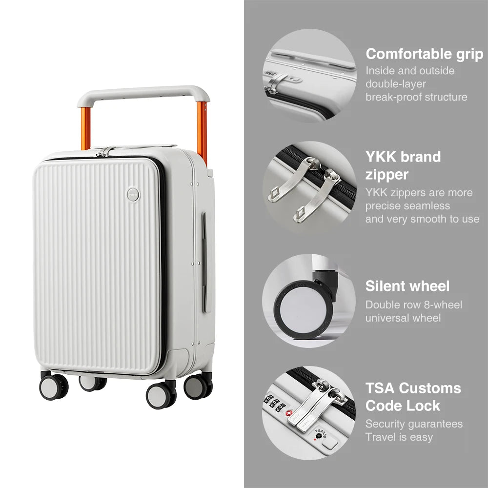 Mixi Front Laptop Pocket Suitcase Wide Handle Travel Luggage