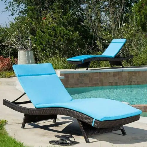 Outdoor Chaise Lounge Cushions Set Of 2 Water Resistant Fabric