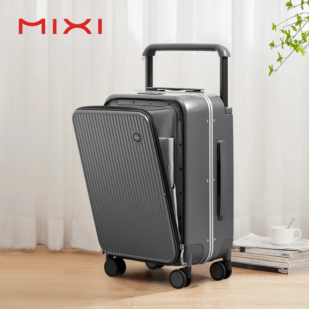 Mixi Front Laptop Pocket Suitcase Wide Handle Travel Luggage