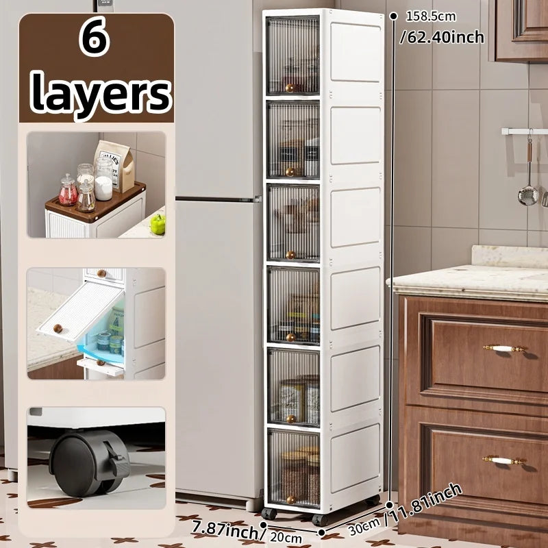 Rotating Flip Lid Narrow Storage Cabinet For Kitchen Bathroom