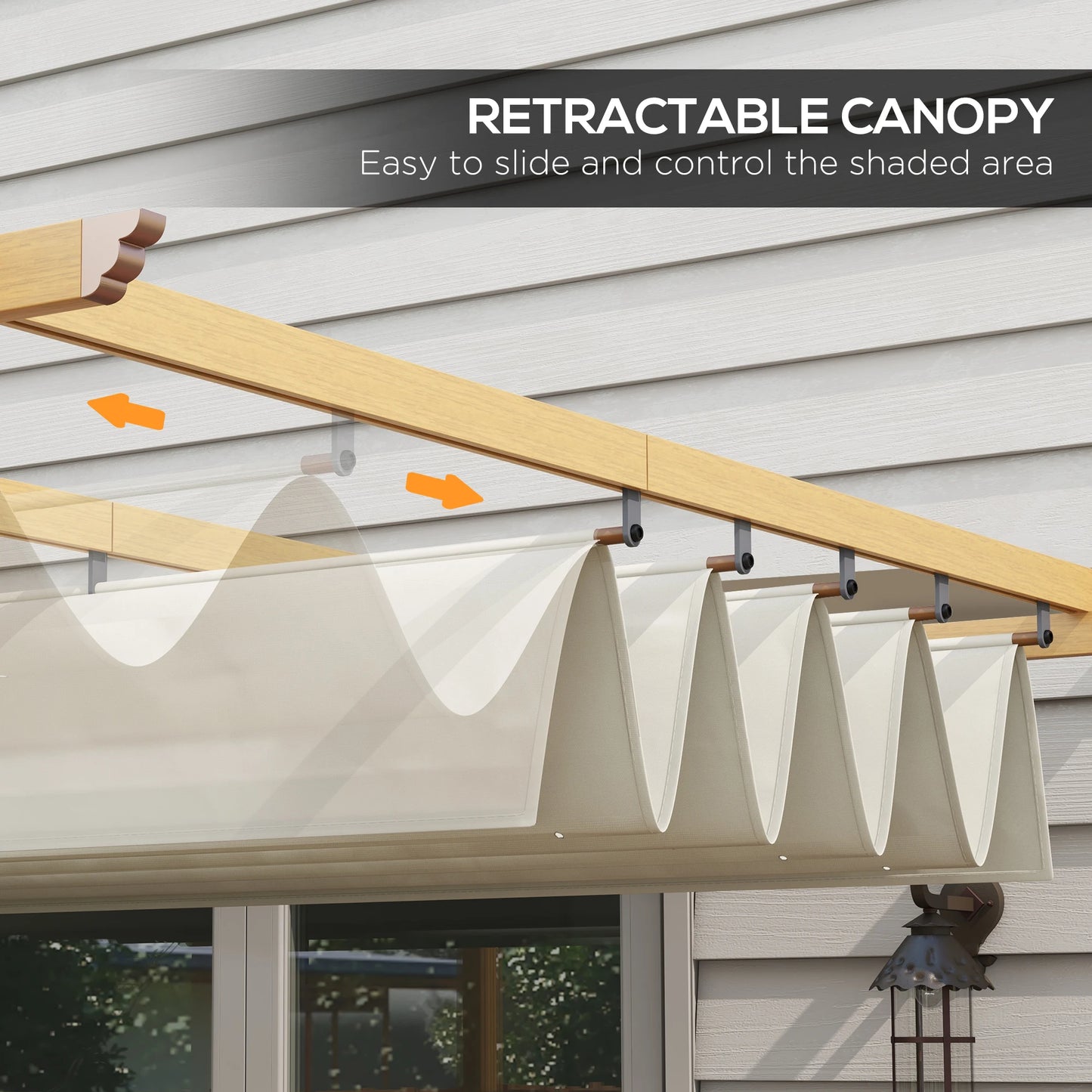 Retractable Pergola With Wood Grain Aluminum Frame