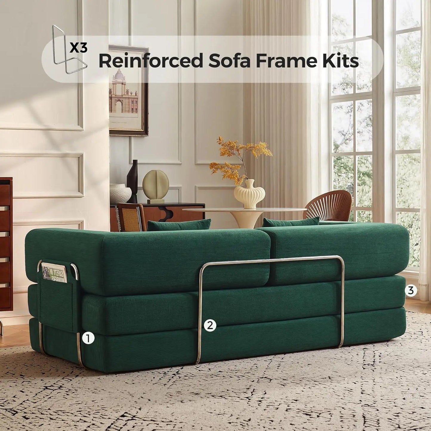 Convertible Sofa Bed With Pillows Corduroy Sleeper Sofa Frame
