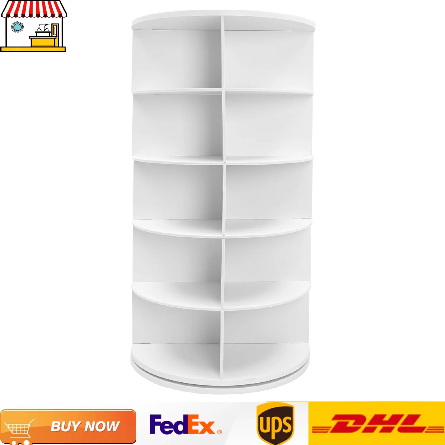 Five Tier Rotating Shoe Rack Spinning PVC Organizer For Home
