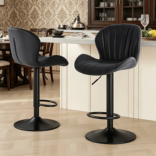 MATE BIRDS Adjustable Swivel Bar Stools With PU Leather Cushions
