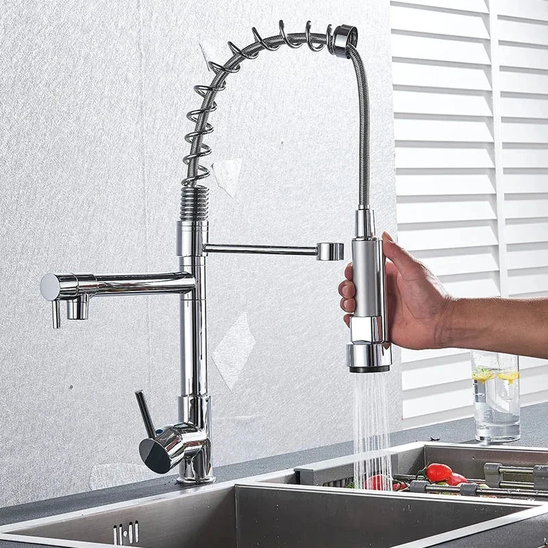 Hownifety Spring Kitchen Faucet with Pull Down Spout