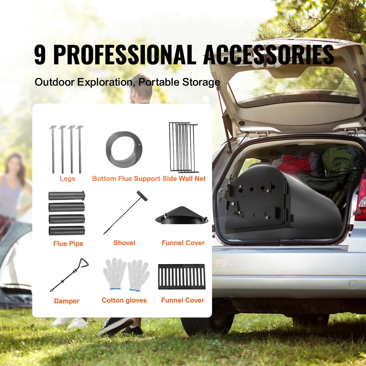Premium Portable Wood Burning Stove For Camping With Chimney Pipes
