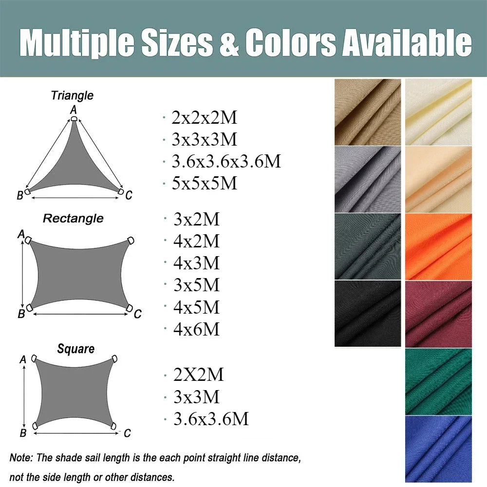 Waterproof Shade Sail Outdoor Sun Shelter Canopy For Patio Garden