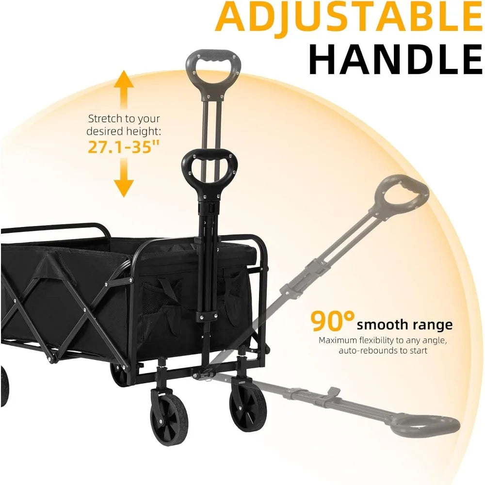 NBVCX Foldable Utility Wagon 220Lb Cart For Shopping And Outdoors