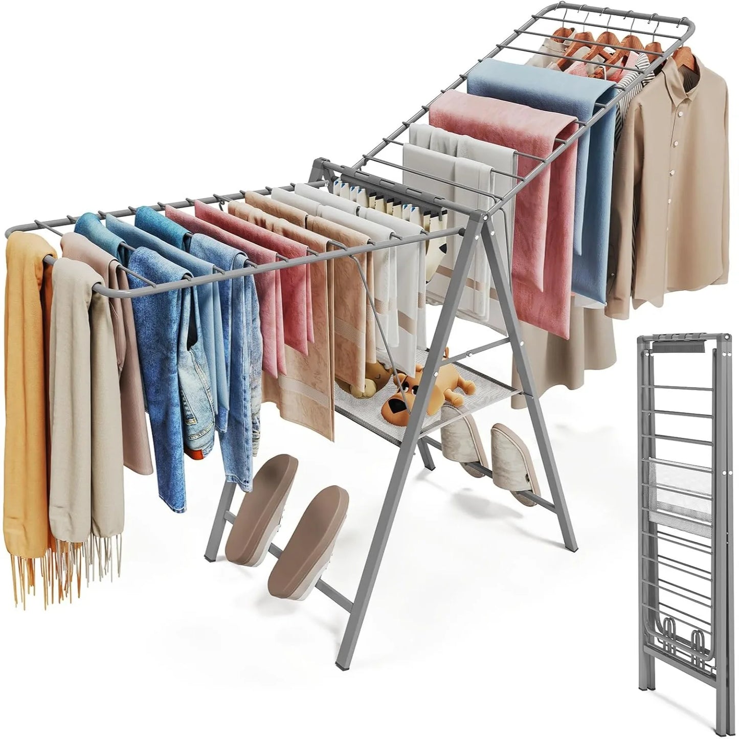 Clothes Drying Rack With 22 Rods Stainless Steel Airer